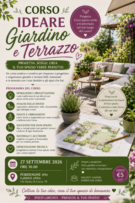 CORSO IDEARE IL TUO GIARDINO E TERRAZZO Pordenone