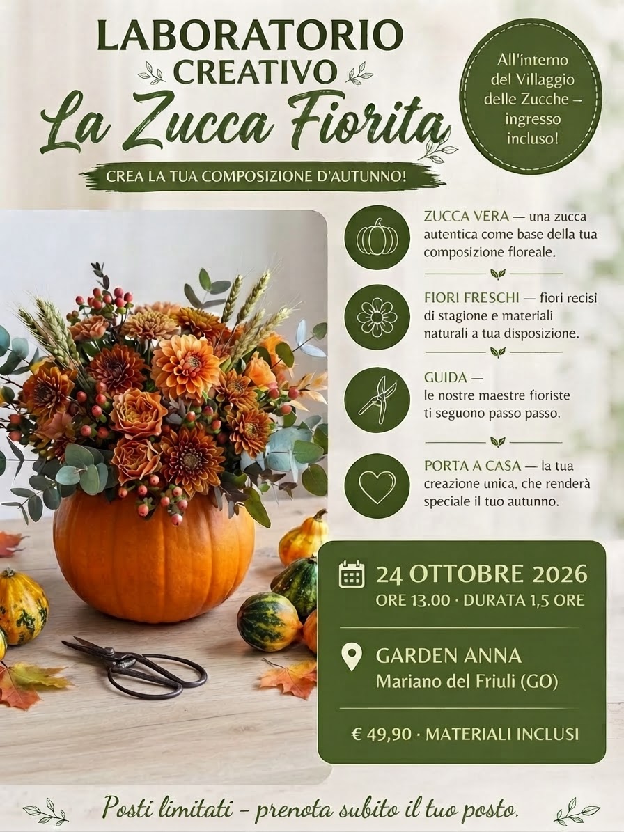 Use AI Image Sep 29, 2026, 16_37_48 CORSO PRATICO CREATIVO: La Zucca Fiorita MARIANO - immagine 1